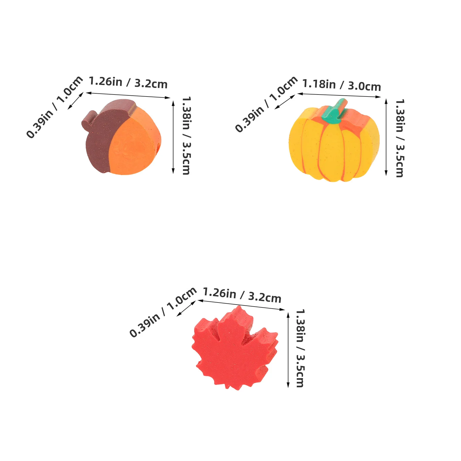50pcs Mini Eraser Set Autumn Themed Maple Leaf Pumpkin Acorn Fall Pencil Erasers For Kids School Classroom Rewards Homework