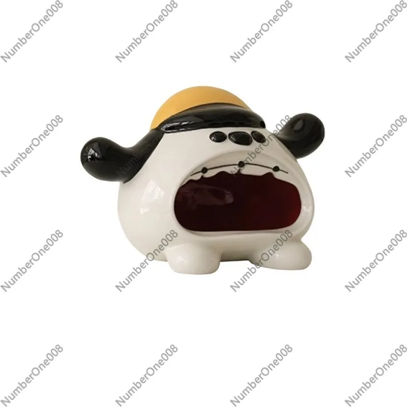 

Керамический настольный органайзер в виде собаки с большим ртом, креативный держатель для кистей для макияжа, подставка для ключей в прихожую, оригинальное украшение для дома