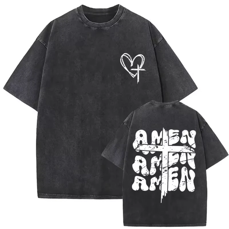 Danqi Yoyo Floral T-Shirt Acid Wash Bible Verse Shall Prosper Tee Religious Faith Streetwear Cotton Top for Men Women Daily wear