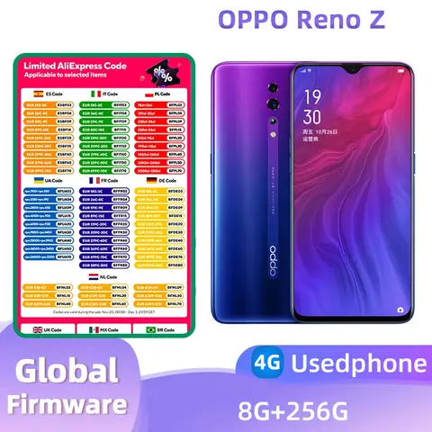 Oppo Reno Z 4G unlocked 6.4-inch Screen Android CPU Helio P90 48MP Camera 4035mAh Battery Used Phone