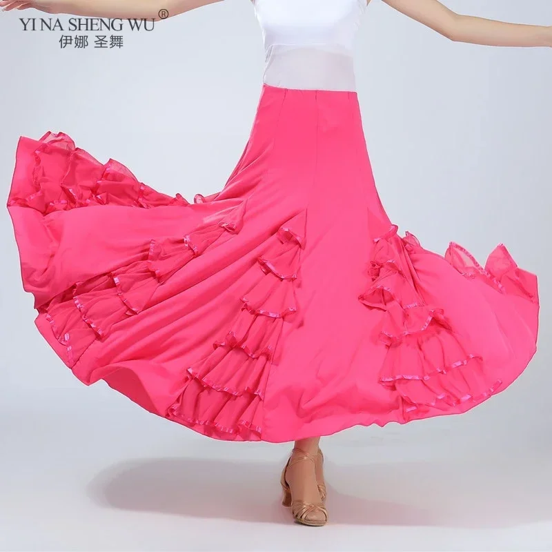 

Длинная юбка для восточных танцев, цыганский стиль, для взрослых женщин, для вальса, бальных танцев, классических танцев, соревнований, тренировок, многослойная, с широким подолом