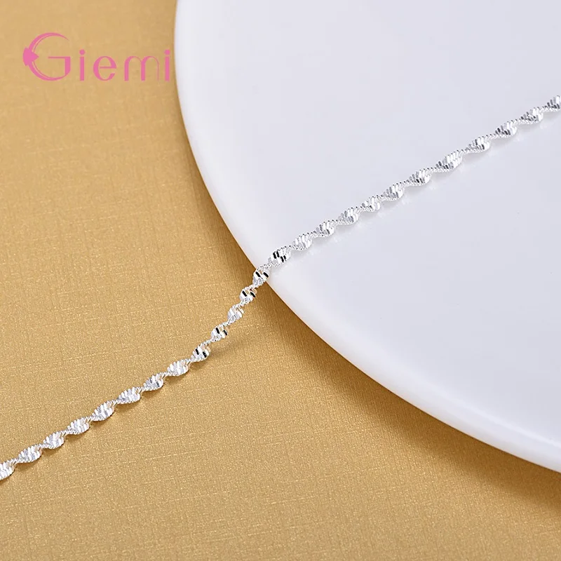 Genuine 925 Sterling Silver Wave Water Pattern Adjustable Bracelets For Women Girls Anniversary Party Fashion Jewelry Gifts