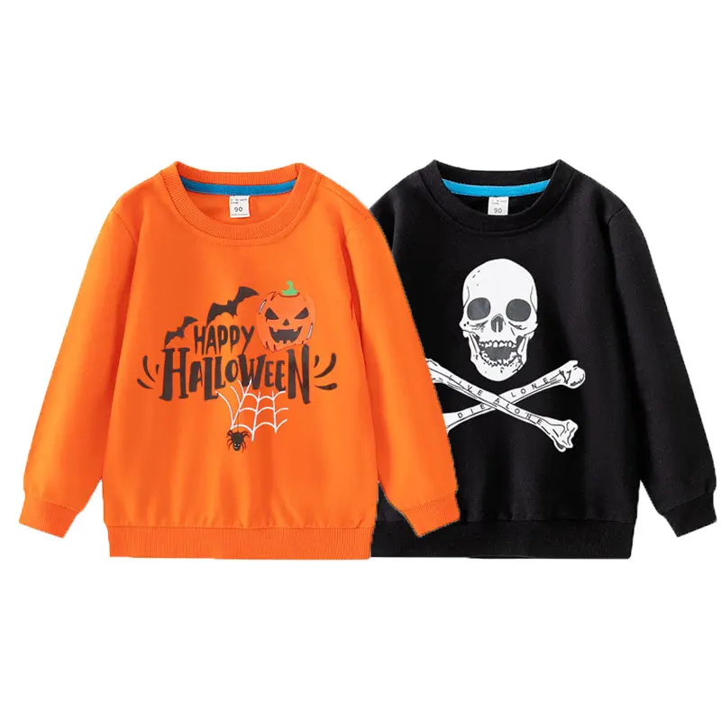 Halloween Children Sweatshirts Pumpkin Skeleton Shirts for Kids Long Sleeve Boys Girls Pullovers Toddler Tops Baby Costume