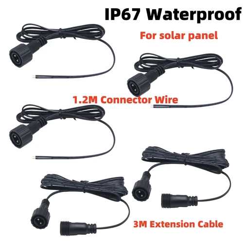Imagen 1 del producto Conector Led macho IP67, Cable negro de 1,2 M y 2 pines, Cable impermeable para Panel Solar, 1/2/5/10/20/30 Uds., Cable de extensión de 3M