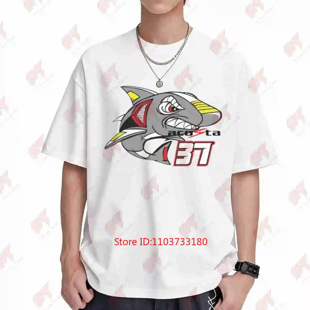 Camiseta de manga corta para motociclismo de carreras Pedro Acosta 37 Shark GP, 100% algodón