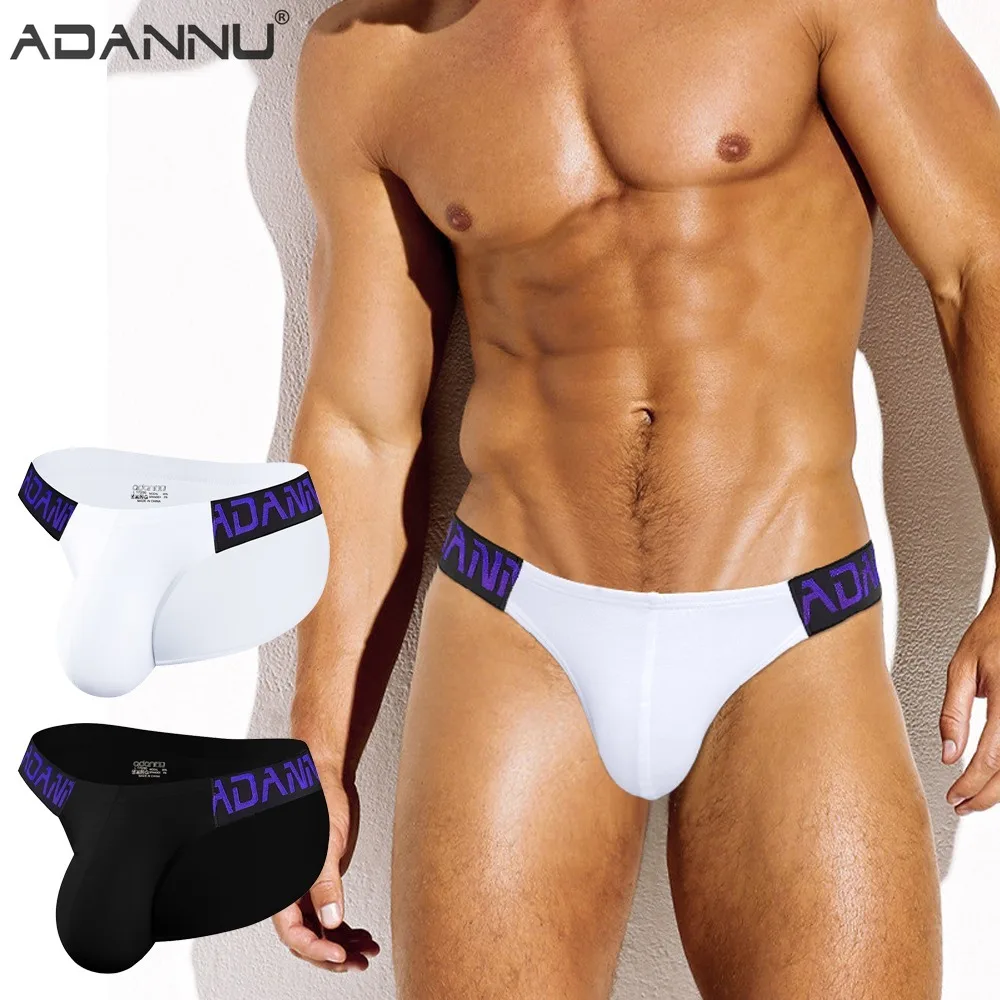 

ADANNU Briefs Mens Rise Bikini Underwear Laser Embroidery Waistband Modal Sexy العاب جنسيه للرجال مكوه Трусы Мудские Хлопковые
