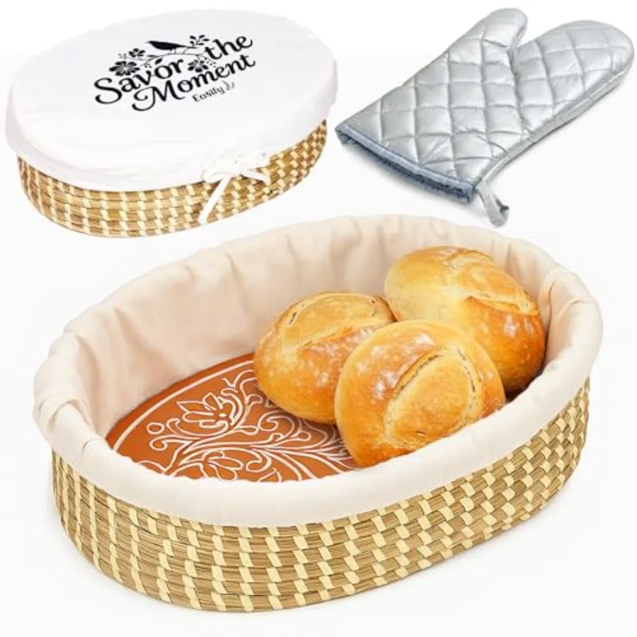 

Корзина для подогрева хлеба с каменной вставкой, большая овальная 13.8 x 9.5 - Корзины для подачи хлеба с подкладкой, крышкой и термостойкой перчаткой, терракотовая