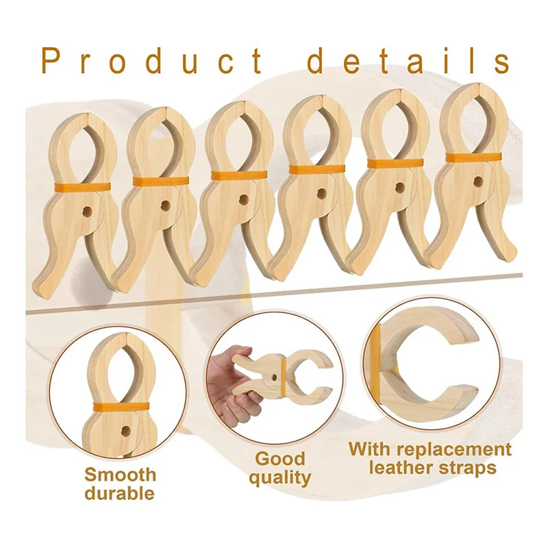 A19F-12 Stück Holzspielklammer, handgefertigt, riesige Klammer, Spielzeug, Holzklammern für Vorhänge, Kleiderschränke, Balkon, kreative Holzklammern