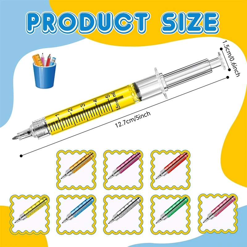 Imagem -06 - Canetas de Seringa Retrátil Canetas Esferográficas Multicoloridas Diversão Novidade Médica Presente para Enfermeira Enfermagem Estudante 80 Pcs