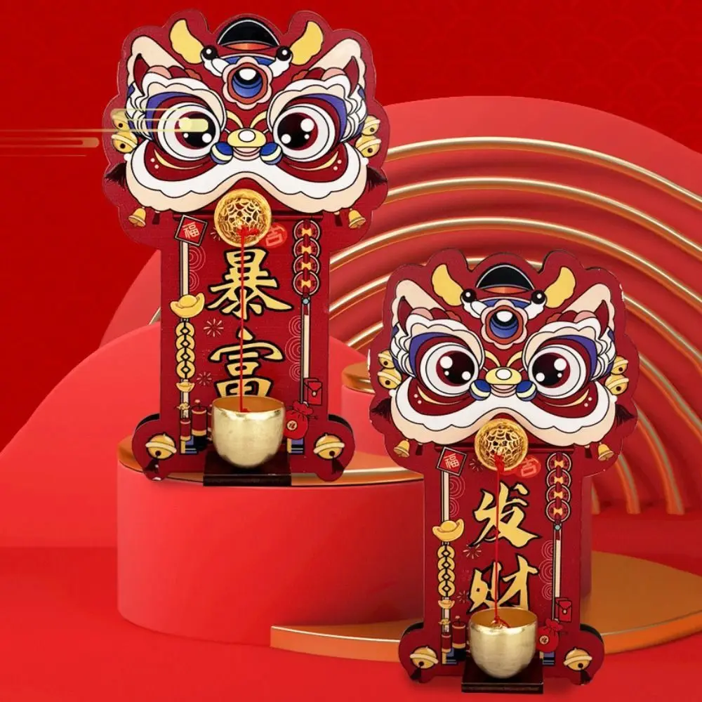

Creative Cartoon Lion Doorbell Dopamine Red Entrance Door Bells Detachable Good Luck Chinese New Year Ornament for Refrigerator