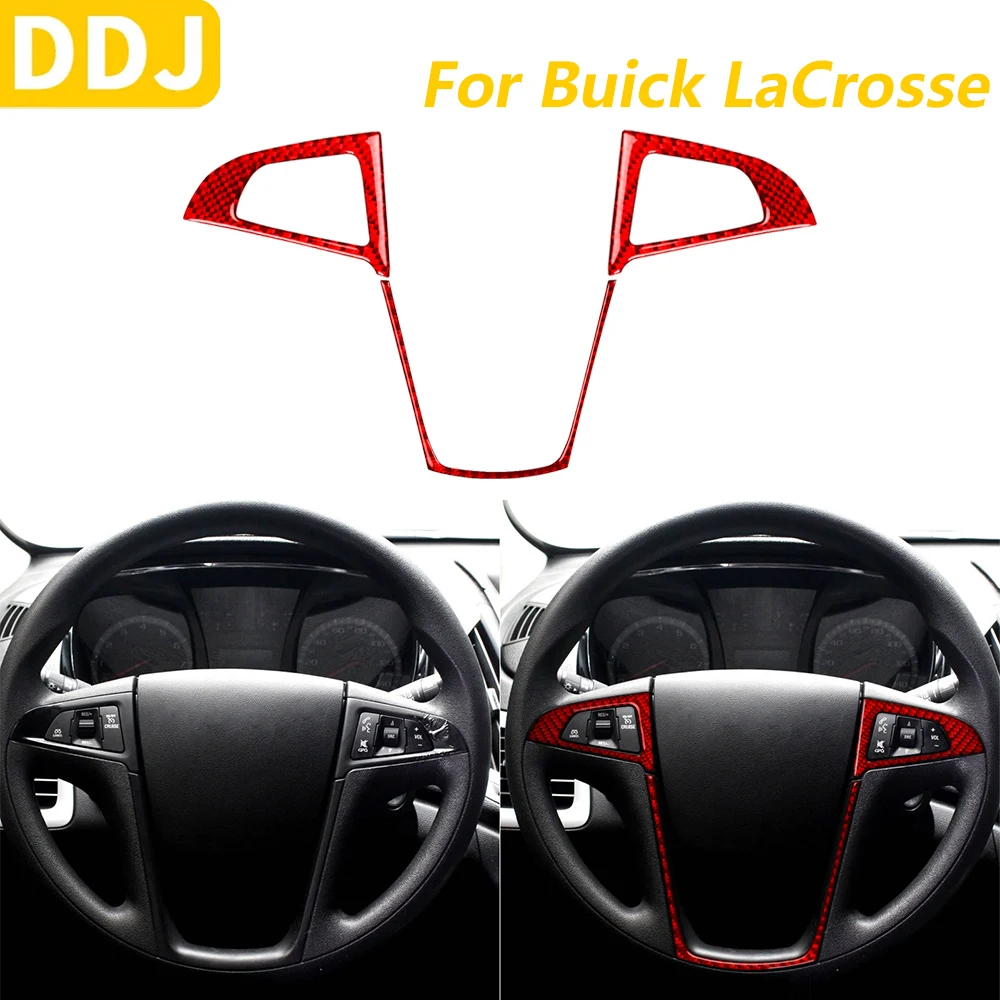 

For Buick Lacrosse CX CXL CXS 2010-2013 Red Carbon Fiber Steering Wheel Button Chin Panel Cover Trim Set Car Accessories Sticker
