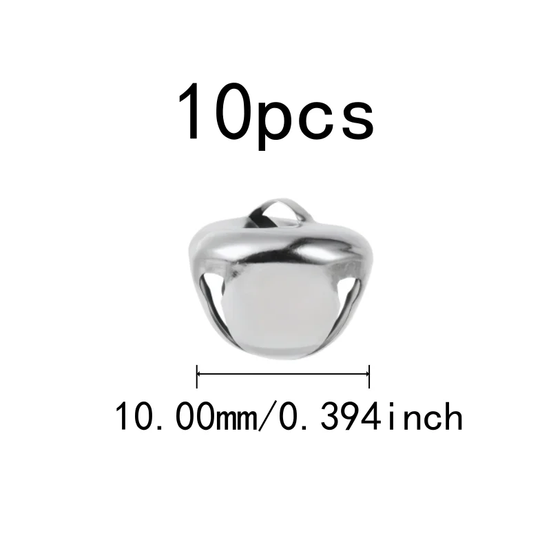 10 pcs 10mm Cross Bells Clear Crisp Sound, designed for Christmas Tree Decor, Small Delicate Size, Multipurpose, Silver