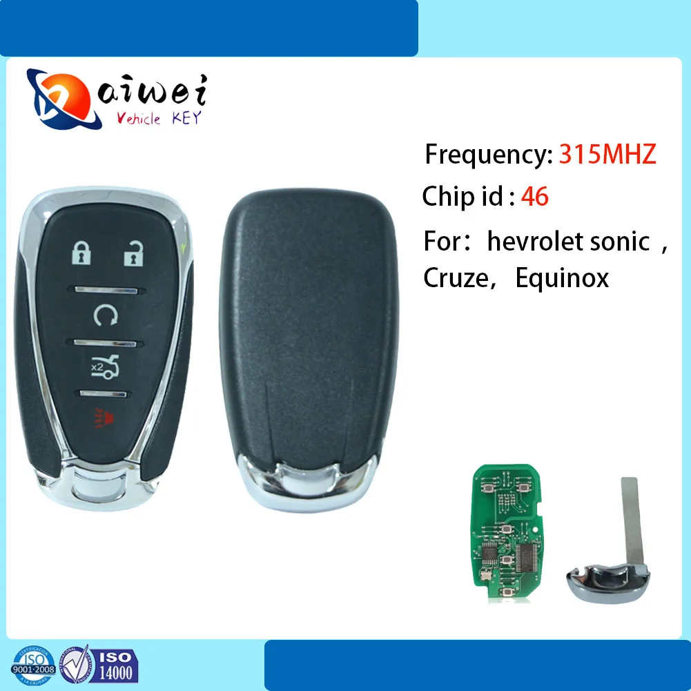 Remote Car Key 315Mhz 46ID HYQ4AA For Chevrolet  Malibu Camaro Cruze Equinox Sonic Volt Bolt Trax