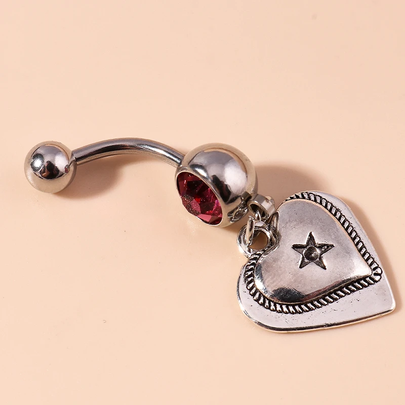 Cute Love Heart Belly Button Rings Navel Rings Sexy Piercing Body Jewelry for Women Girls Party Holiday Jewelry Accessories