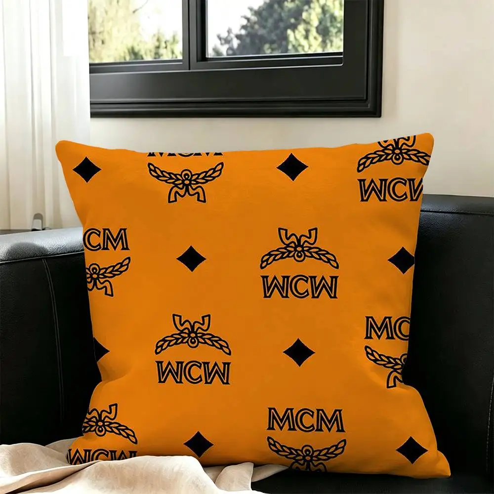 Luxury- brand M-mcmess  Square Double-Sided printed Pillow Case Bedroom Bedside Pillow Sofa Cushion Cover