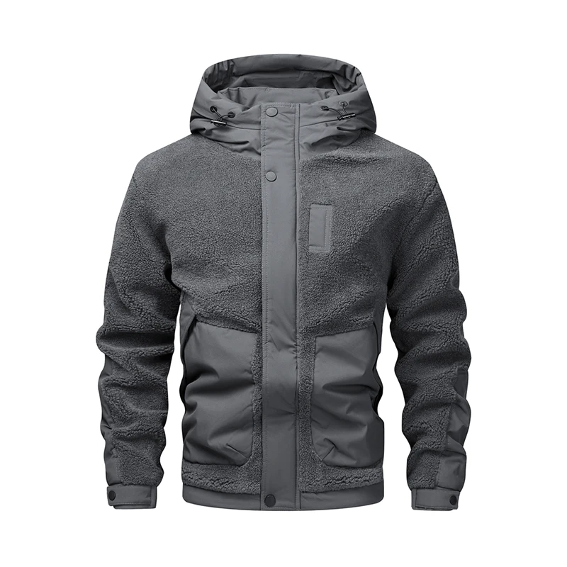 Outdoor cycling sports camping casual trendy loose men's fashion travel business windproof and warm lambskin cotton jacket 2026