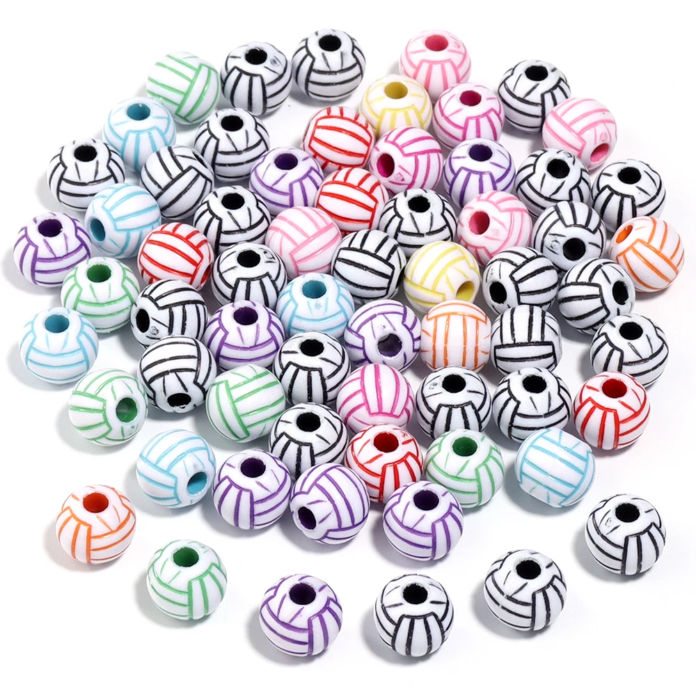 50 teile/los Acryl Ball Perlen Acryl Volleyball Perlen Runde Sport Ball Spacer Perlen Für DIY Schmuck Machen DIY Armband Halskette