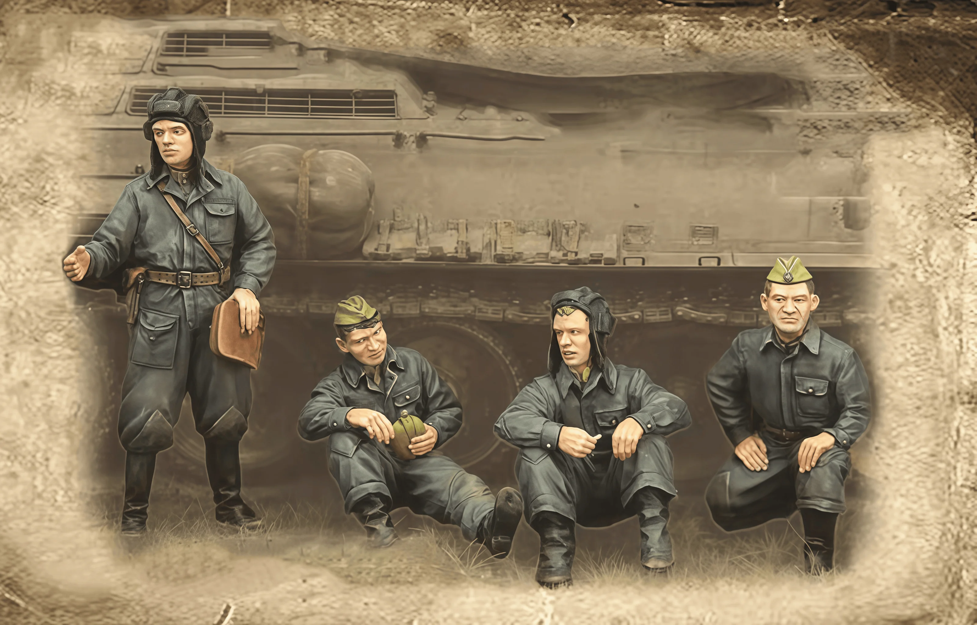 1/35 Resin Model Assembly Kit Gk, Commander 4 People, Unpainted Model