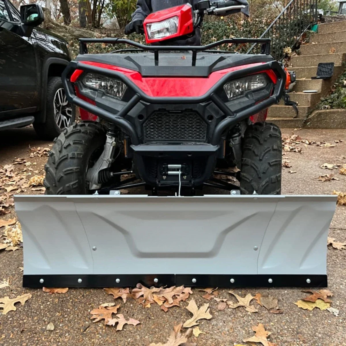 ATV, snowplow bucket, plow.