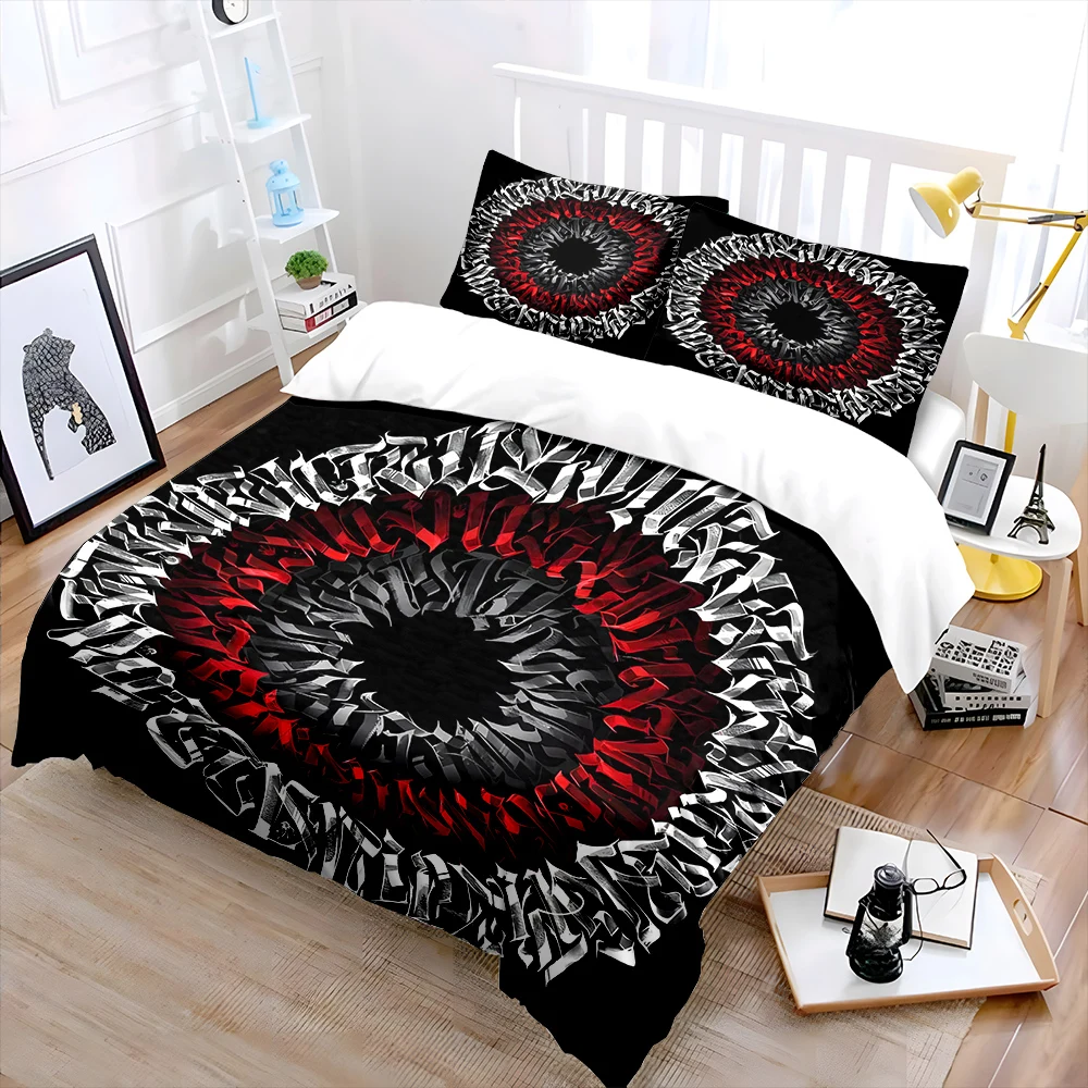 Gothic spiral lettering art Bedding Set for Kids Luxury Gift 3pcs Digital Print Comforter Set Soft Comfortable Breathable