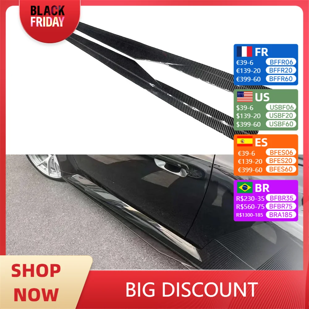 For BMW M2 G87 R44 Style Genuine Dry Carbon Fiber Side Skirts Body Kits Trim Side Spoilers Skirt Edge Surrounds Car Accessories