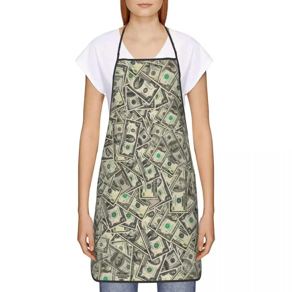 US Dollar Bills Gift Bib Aprons Women Men Kitchen Chef Banknotes Money Pattern Tablier Cuisine for Cooking Baking Painting