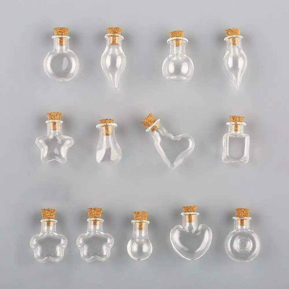 5pcs Mini Wishing Bottle Empty Storage Vials Transparent Glass Empty Sample Jars DIY Pendants Cork Stopper Home Decoration