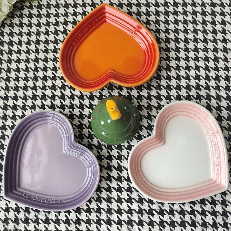 

Nice New Gradient Heart-shaped Ceramic Dishes, Underglaze Color Simple Tableware,Dip Dish Desserts Snacks Plate Utensils For Kit