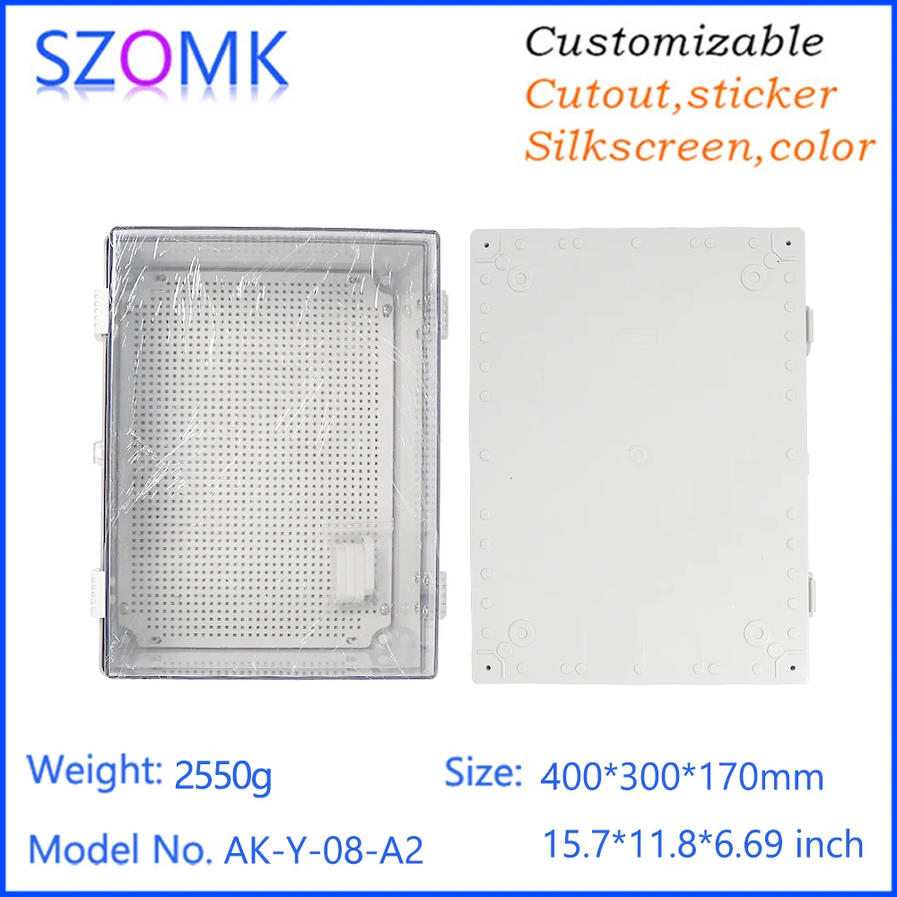 400x300x170mm Wall Mounted Enclosure Moulded Premium Series Abs Polycarbonate Enclosure With Hinge Locking Latch Clear Cover