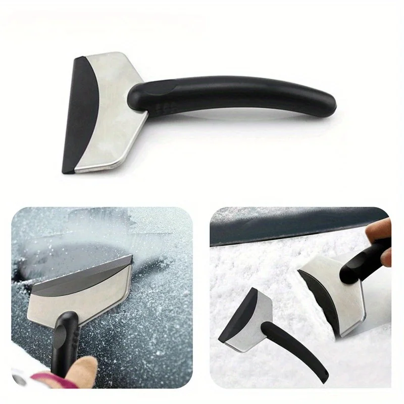 Snow Shovel & Ice Scraper Stainless Steel Construction Handheld Car Window Cleaner Windshield Snow Removal Tool for Winter