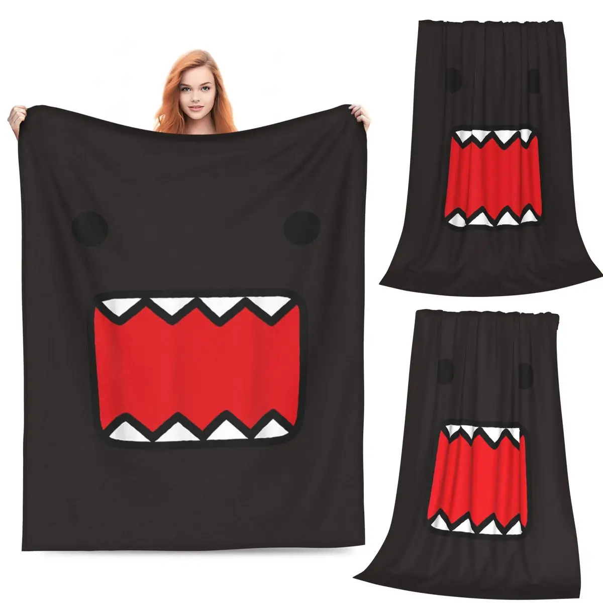 

Domo Kun Doll Face Blanket Fleece Sofa Throw Blanket Lightweight for Couch Bedding Travel Throws Bedspread Quilt