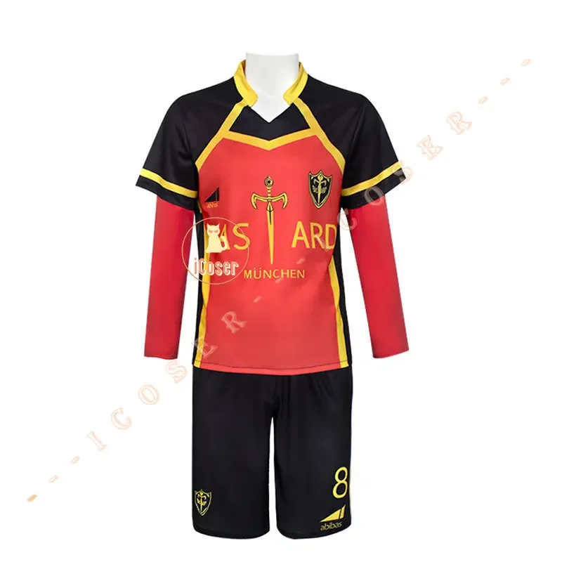 Blue lock bastard Munich cosplay costume in stock anime cos Yoichi isagi football jersey red uniform Ness Kaiser kurona for men