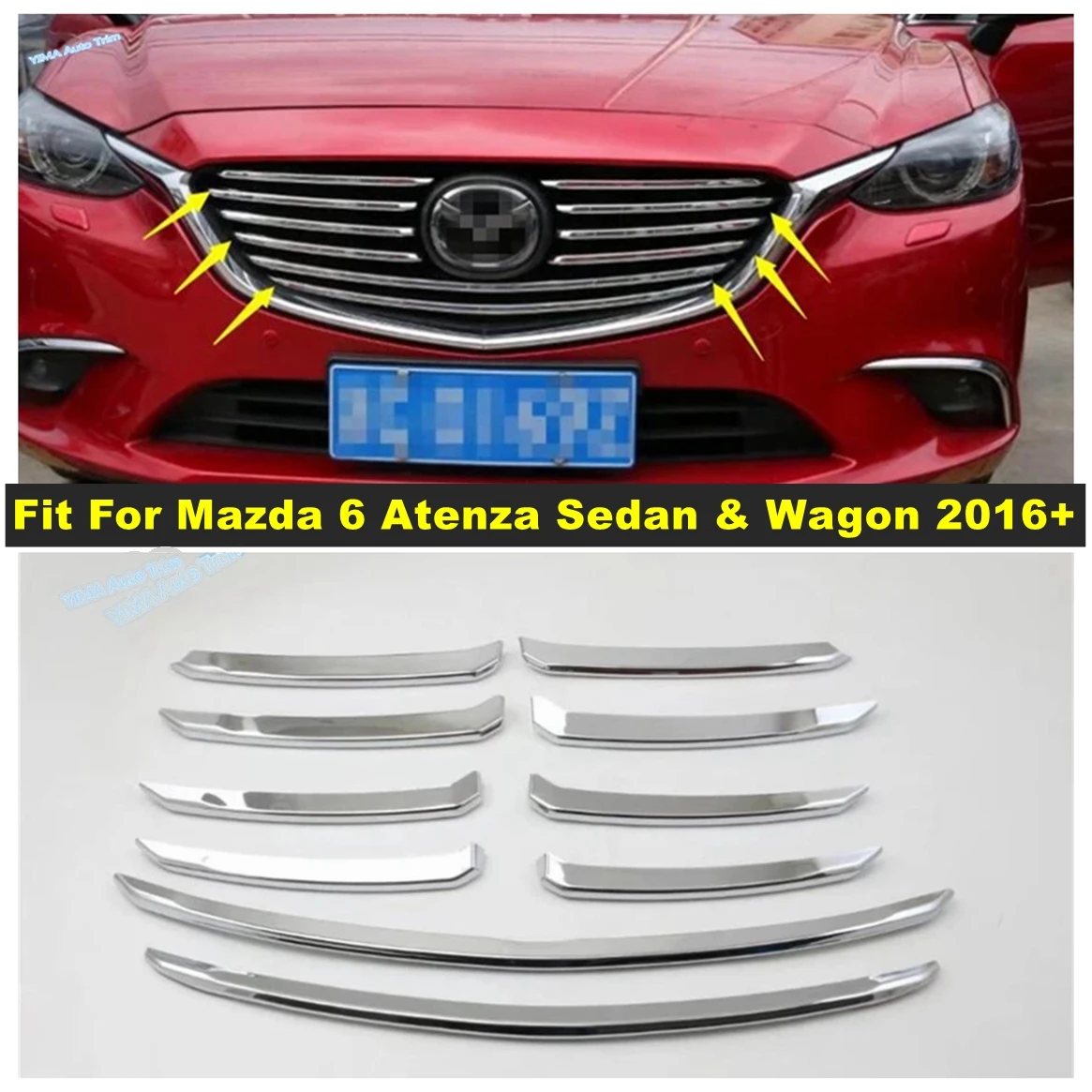 

Car Styling Front Grille Grill Cover Bezel Trim Fit For Mazda 6 Atenza Sedan & Wagon 2016 2017 ABS Exterior Exterior Accessories