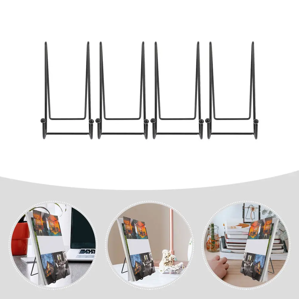 4Pcs Iron Display Book Stand Desktop Rack Book Magazine Holder Showcase Shelf Countertop Organizer for Artwork
