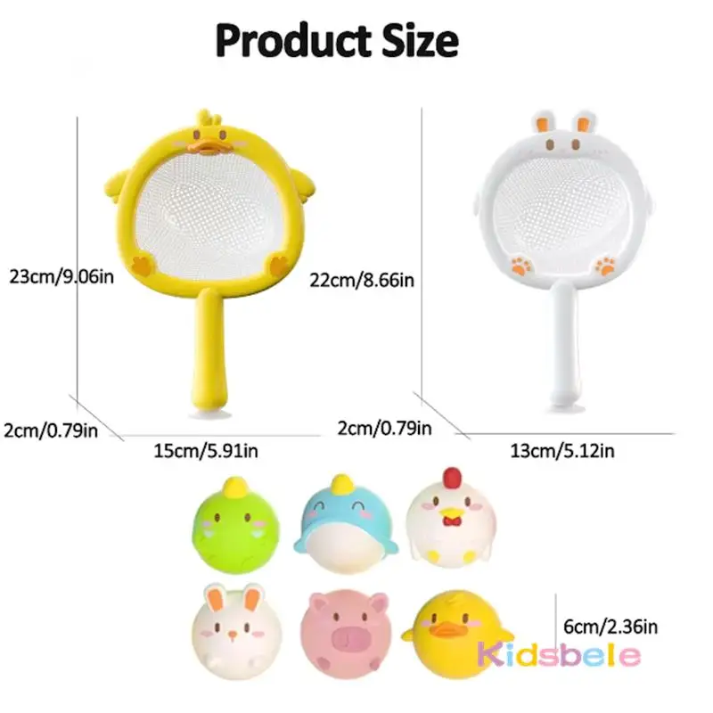 شبكة صيد 2 في 1 مع 6 ألعاب مضيئة للسباحة على شكل حيوانات لطيفة وهدايا حمام السباحة للأطفال الصغار ألعاب حمام السباحة المطاطية الناعمة #3