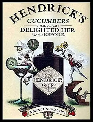 Vintage Metal Tin Sign 8x12 Hendrick'S Gin Never Delighted Her Like This Before Wall Decor Home Decor