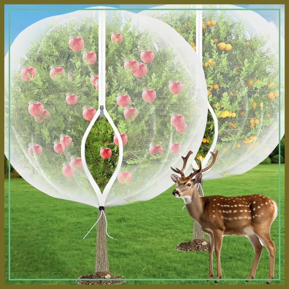 

Fruit Tree Netting for Cicadas - 2Pcs 6Ft x 5.3Ft with Zipper & Drawstring Protection for Garden, Blueberry, Tomato, Cherry, Apple