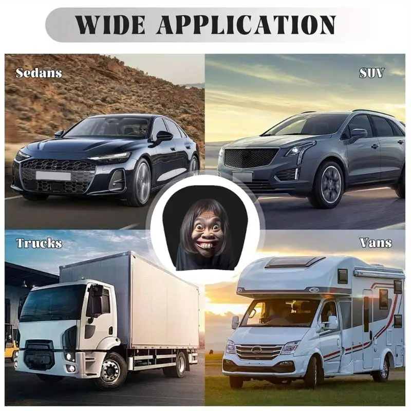 Funny Face Car Headrest Covers High Elasticity Polyester Fabric Case Quick Install Perfect for Personalizes Decoration