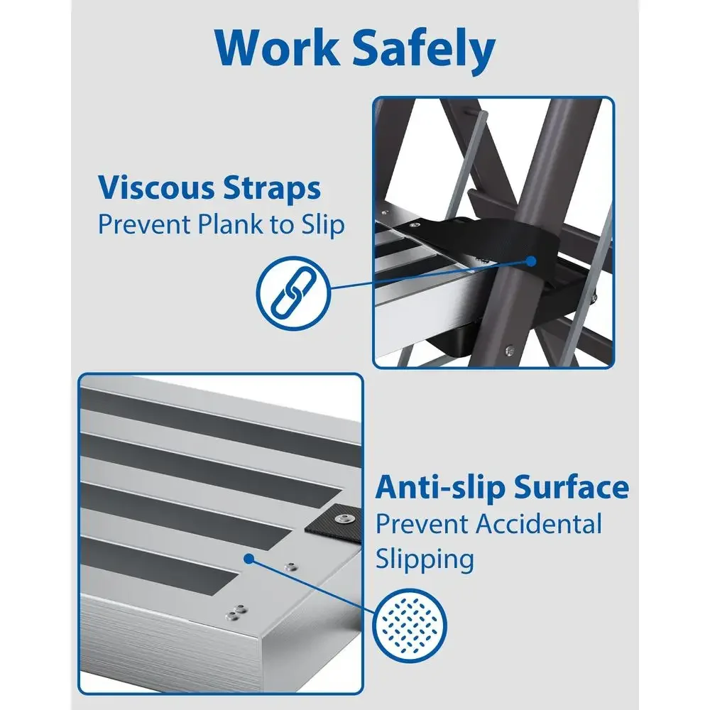 لوح عمل من الألومنيوم قابل للتمديد بطول 8-13 قدمًا و440 رطلًا، لوح سقالات غير قابل للانزلاق