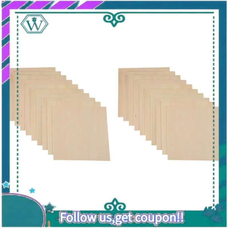 

A09P 20 шт. 20X20X0,2 см листы из липы, незавершенная деревянная доска, прямоугольная пустая деревянная доска, деревянные вырезы для поделок