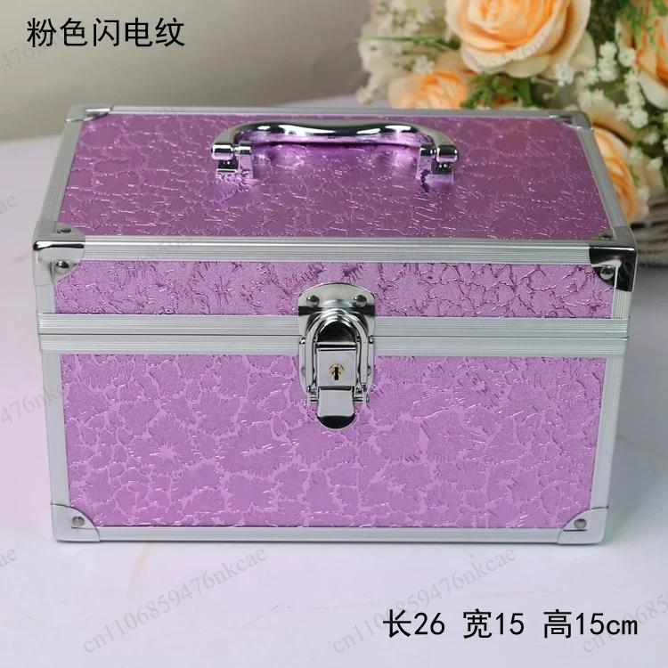 Large steel-reinforced cosmetic case with aluminum alloy frame,double-layer portable toolbox for foot bath tools