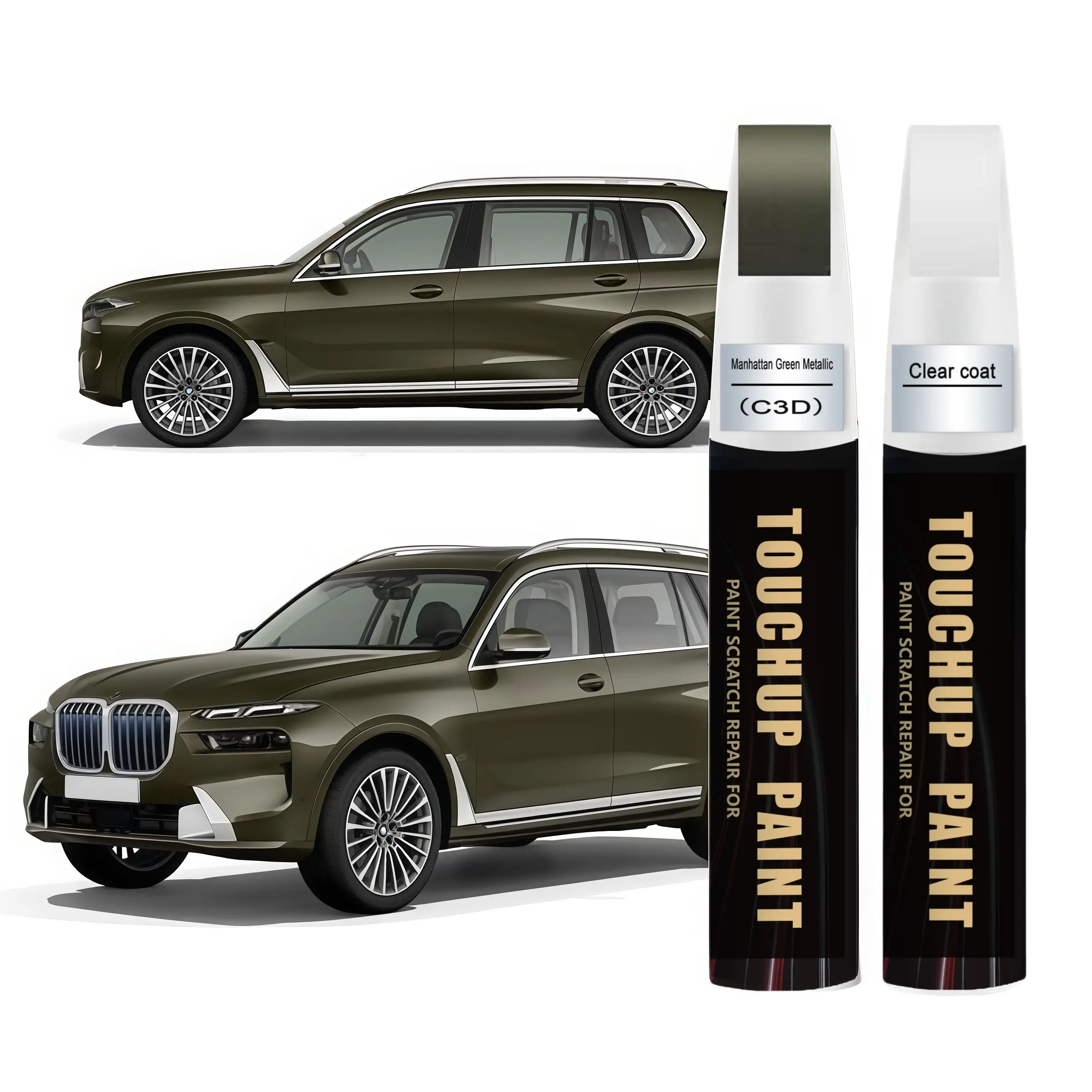 Manhattan Green Metallic C3D for BMW Touch Up Paint Kit[2K Clear Coat Included],Exact Color Match Touch Up Paint