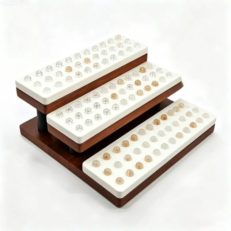 Multi-layer Crystal Beads Display Rack Luxury Wooden Jewelry Showcase Stand Leather Ring Bracelet Holder Women Pearl Beads Shelf