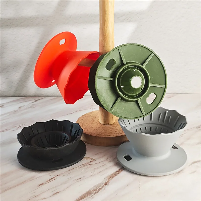 A74G-Pour Over Coffee Dripper Filter Silicone Camping Coffee Filter Untuk Perjalanan Berkemah Kantor Rumah Aksesoris Kopi