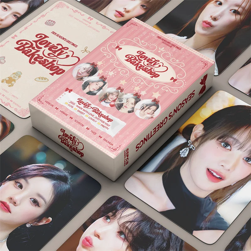 55pcs (G) I-DLE Album Card 2025 SEASON'S GREETINGS Album GIDLE MINNIE Printed Photo Card LOMO Card Gift For Girls Collection