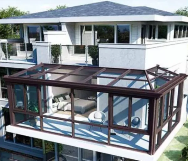 Modern Design Aluminum Gazebo Rust-Resistant Luxury Glass Pavilion Outdoor Hotel Villa Traditional Garden-Style Sunshade