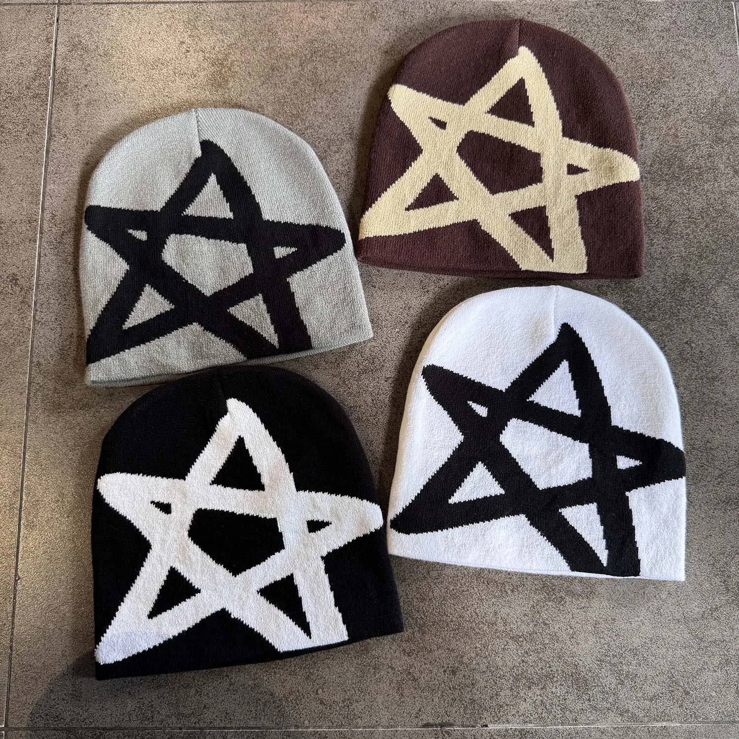 Berretti lavorati a maglia stella Sci Cappello freddo Autunno inverno All'aperto Tenere al caldo Donna Uomo Y2K Cap Hip Hop Orecchio Gorra Cofano Unisex Skullcap