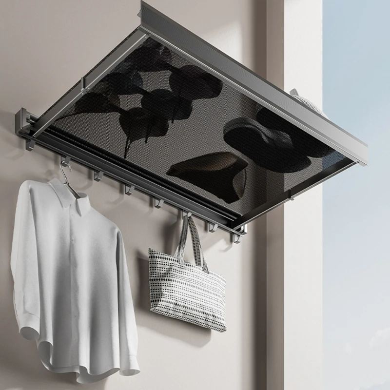 

Компактная выдвижная сетка для сушки одежды с 6 крючками, невидимая эластичная стойка для белья, модернизация для дома и 37JD