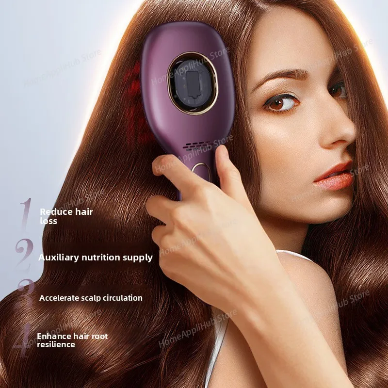 High Quality Colour Light Electric Type-C Rechargeable Vibrating Essential Oil Comb Head Massager Scalp Massage Hair Care Comb