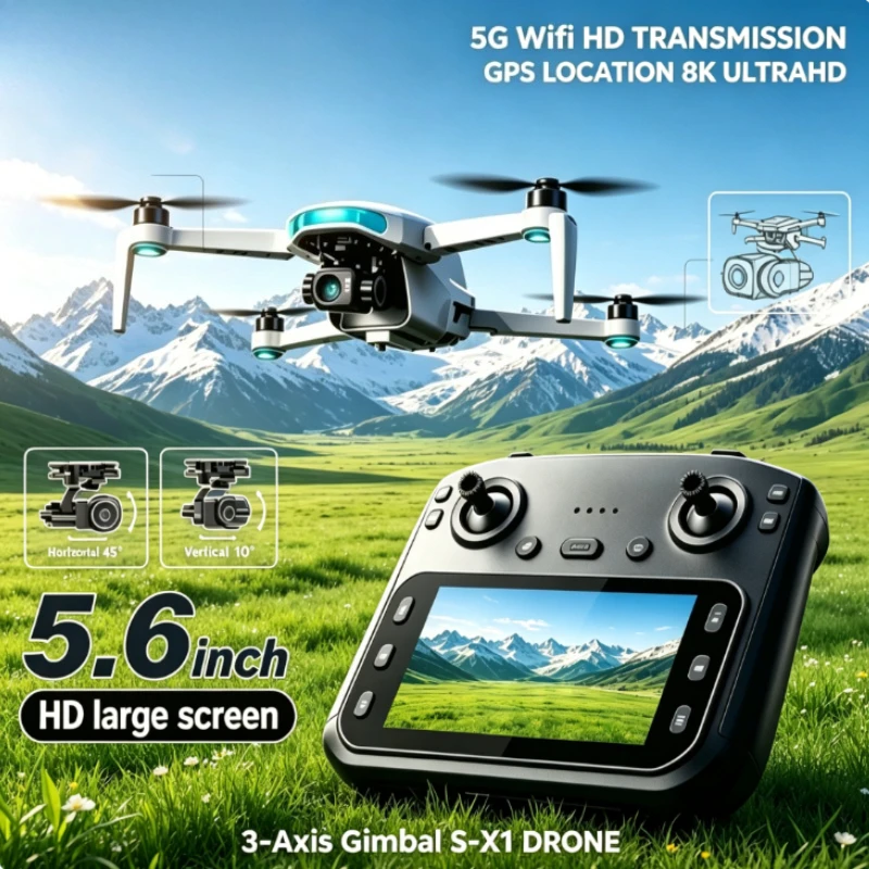 Original S‑X1 GPS Foldable RC Quadcopter 8K HD 3‑Axis Gimbal 5G FPV Brushless Motor Intelligent Obstacle Avoidance Aerial Drone